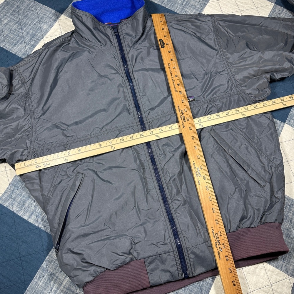 Vintage 80s Made in USA Patagonia Synchilla Shelled Jacket Grey Blue XL 42111 F8 - Picture 4 of 13